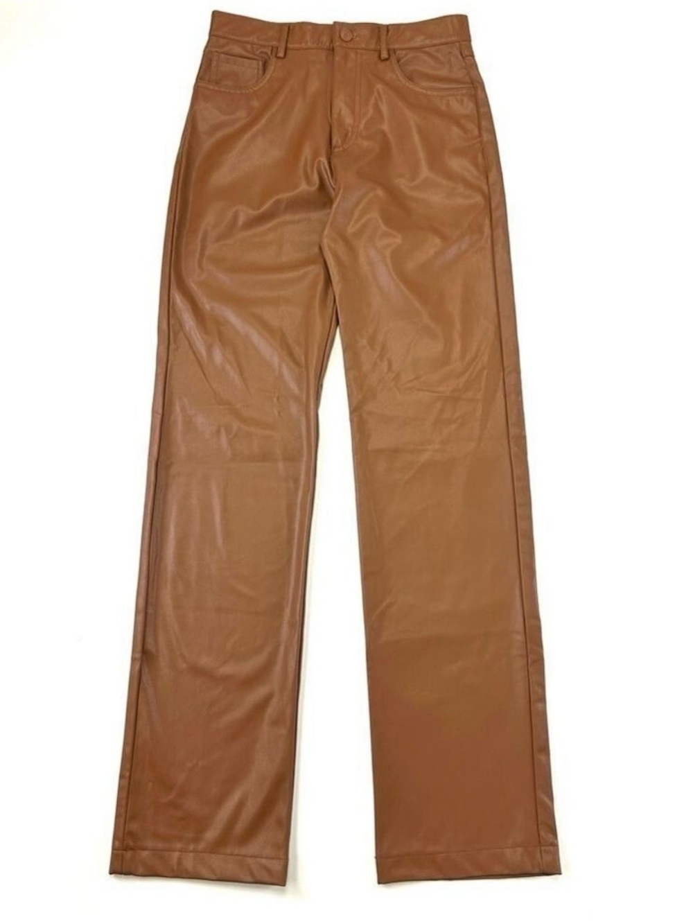 Zara brown vegan leather pants Small waist 26 inches mid rise inseam 31.5inches